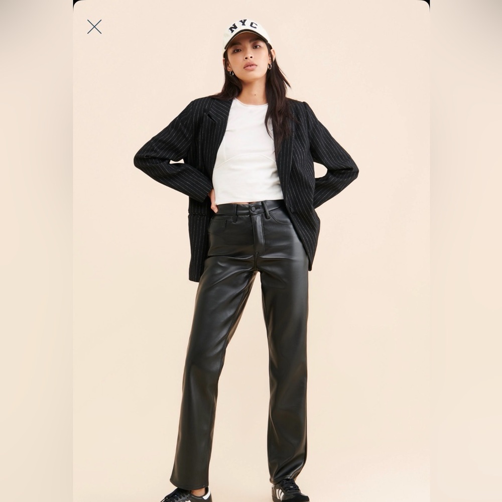 Good American Black Vegan Leather Pants